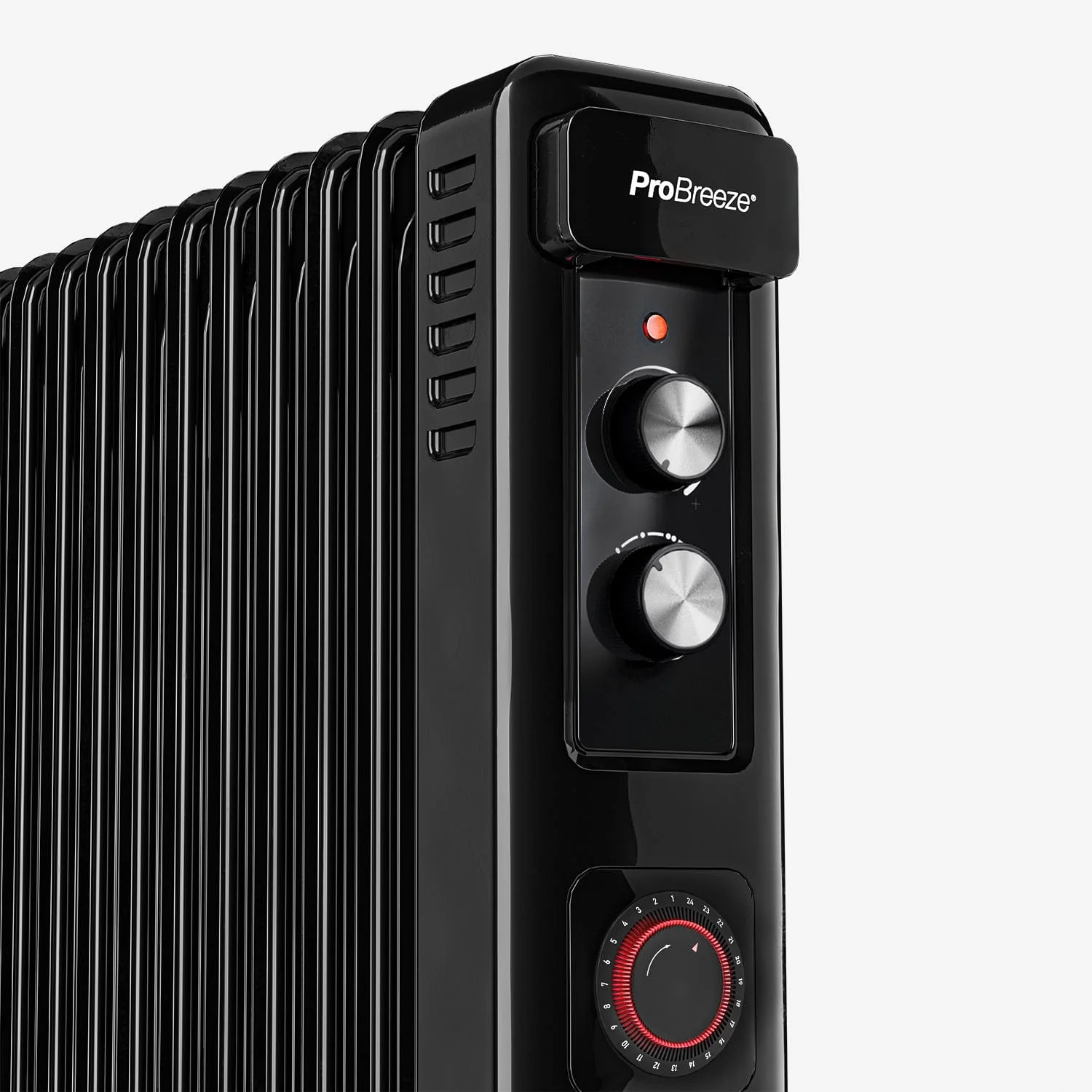 2500W 11 Fins Oil Filled Radiator Heater with Thermostat Control - Black - Image 5