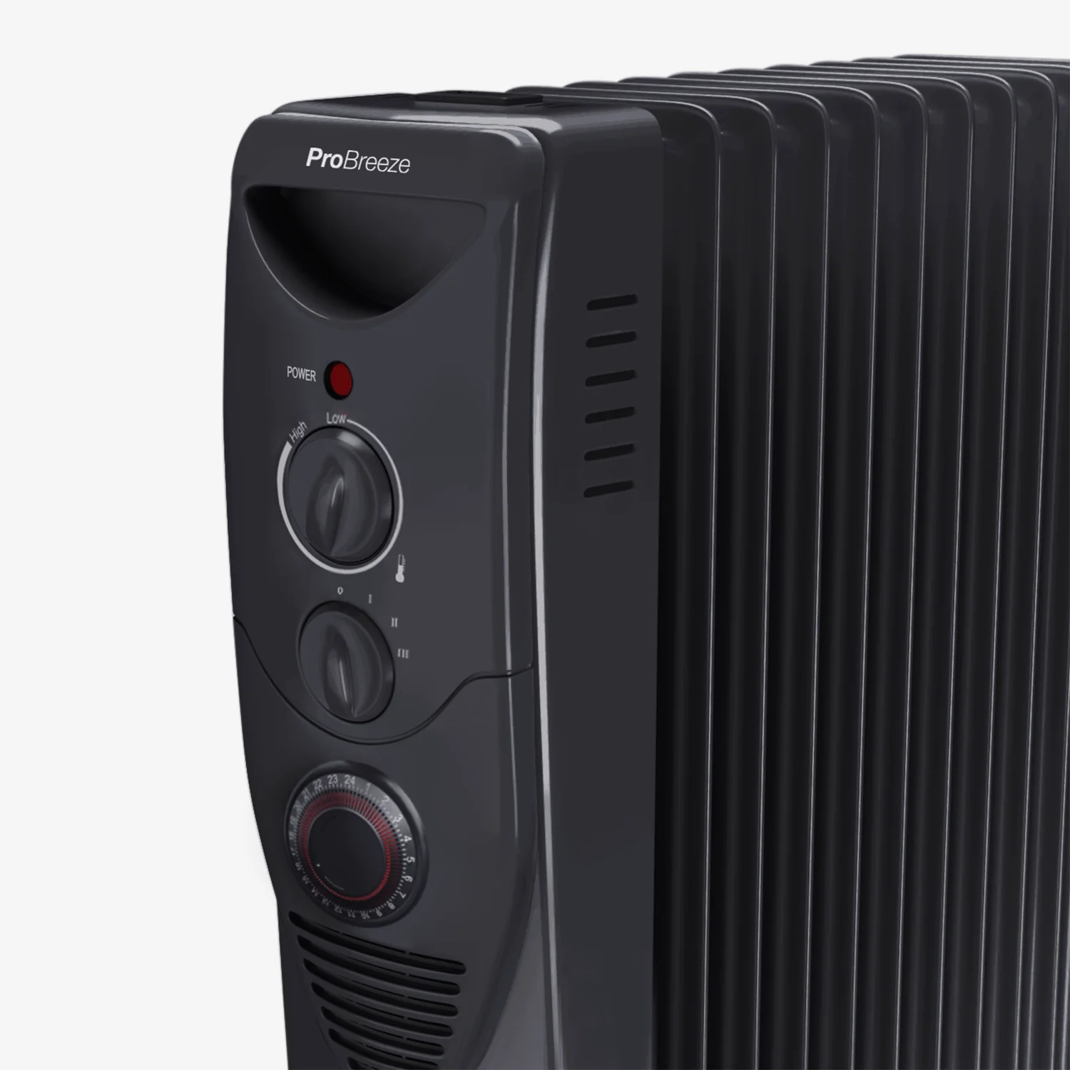 2500W Oil Filled Radiator Heater with 11 Fins - Black - Image 5