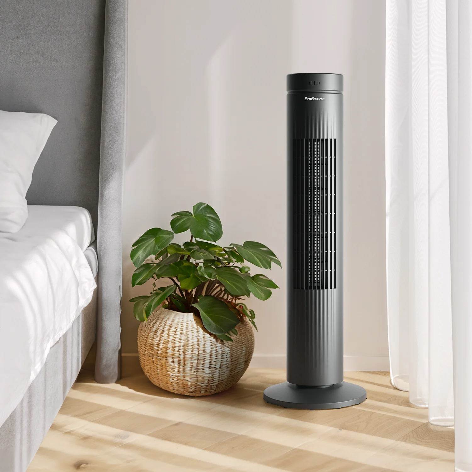 30" Oscillating Tower Fan with Touch Panel - Black - Image 3