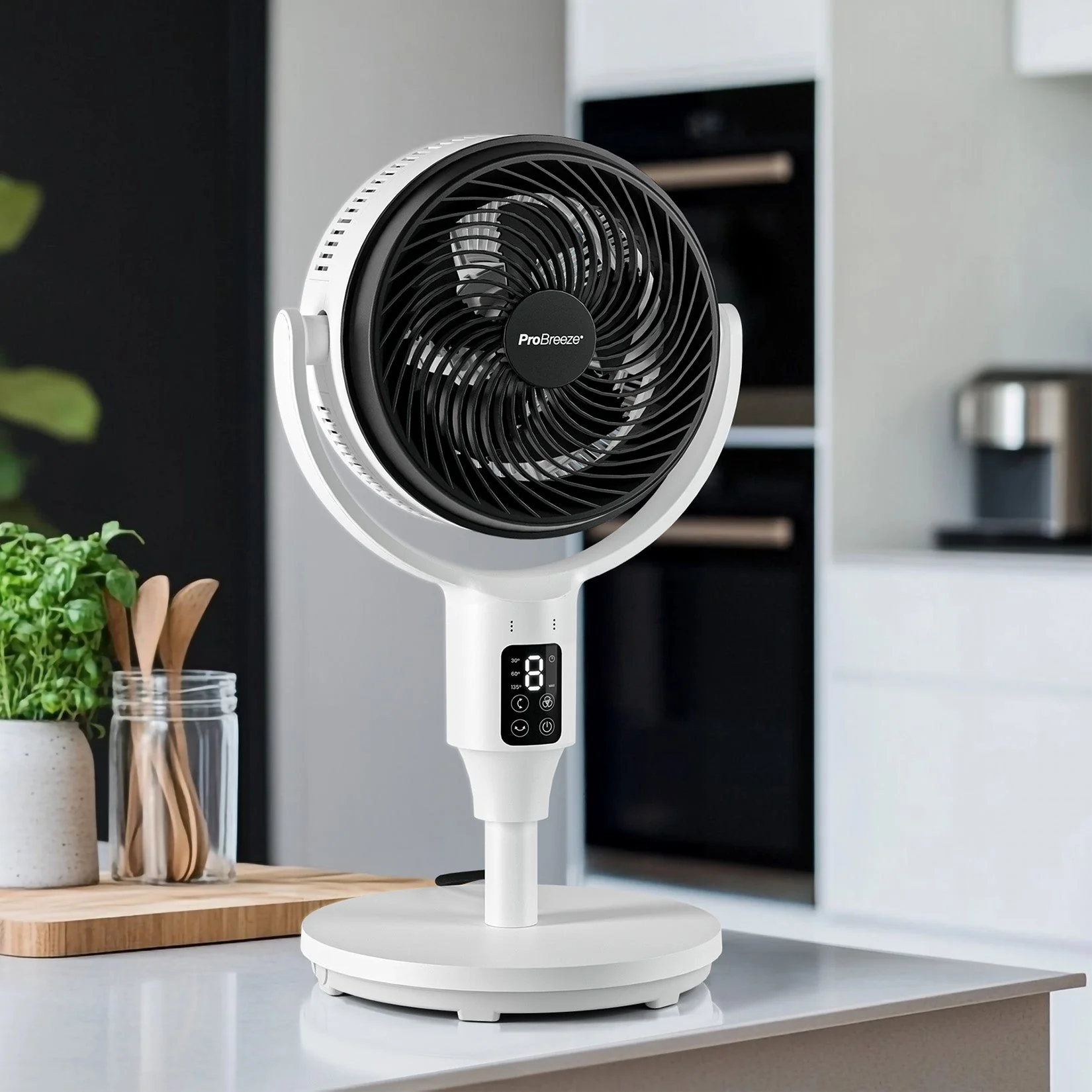 AirFlo™ 43" Hybrid Pedestal Fan - Ultra-Quiet Air Circulator - White/Black - Image 2
