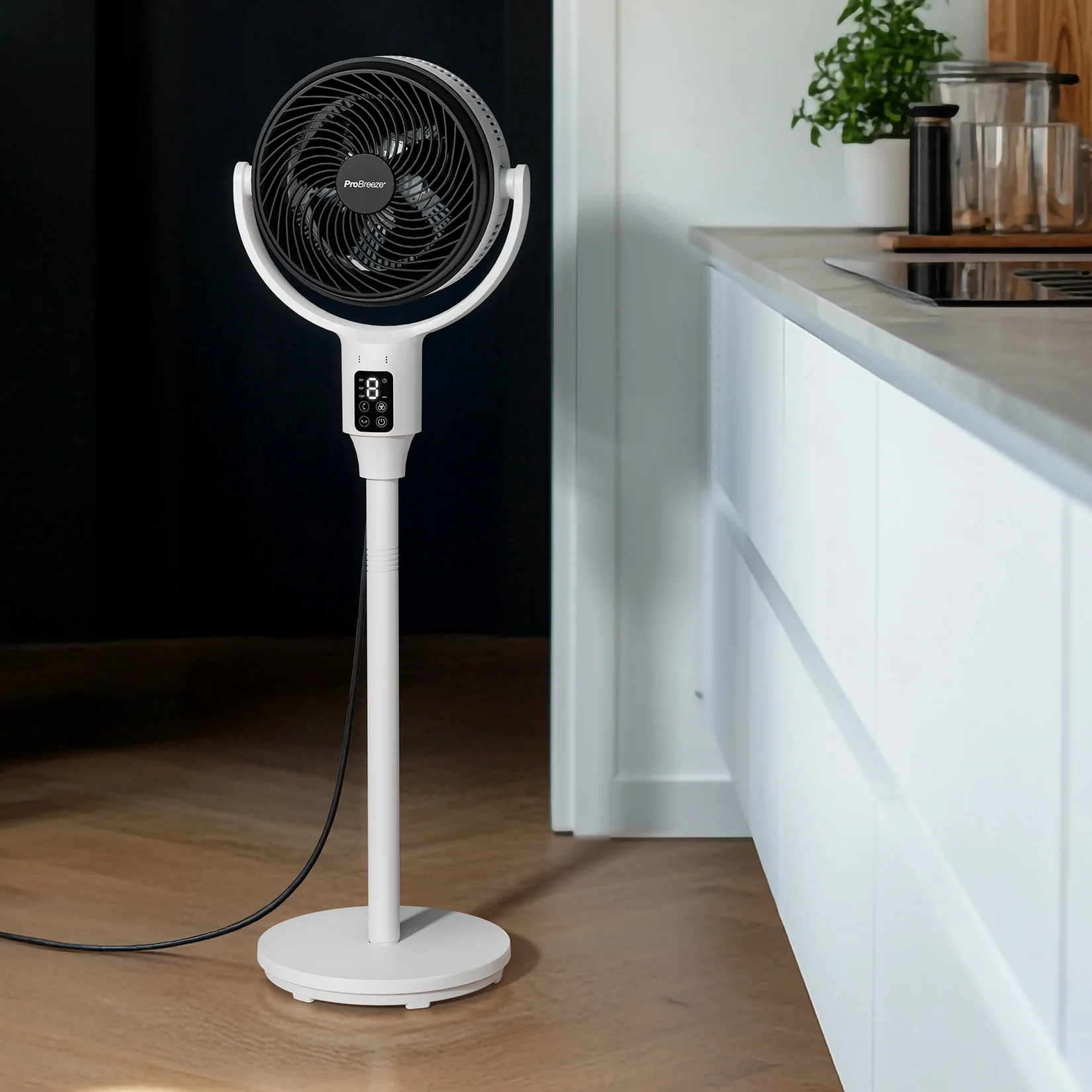 AirFlo™ 43" Smart Hybrid Pedestal Fan - Ultra-Quiet Air Circulator - White/Black - Image 4