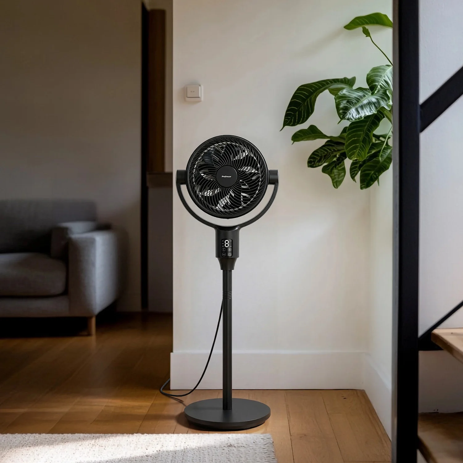 AirFlo Plus™ 44" Smart Hybrid Pedestal Fan - Ultra-Quiet Air Circulator - Black - Image 3