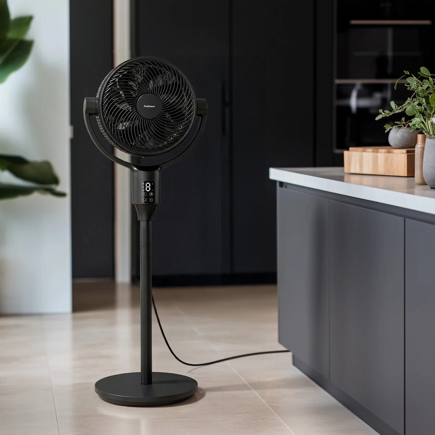 AirFlo Plus™ 44" Smart Hybrid Pedestal Fan - Ultra-Quiet Air Circulator - Black - Image 4