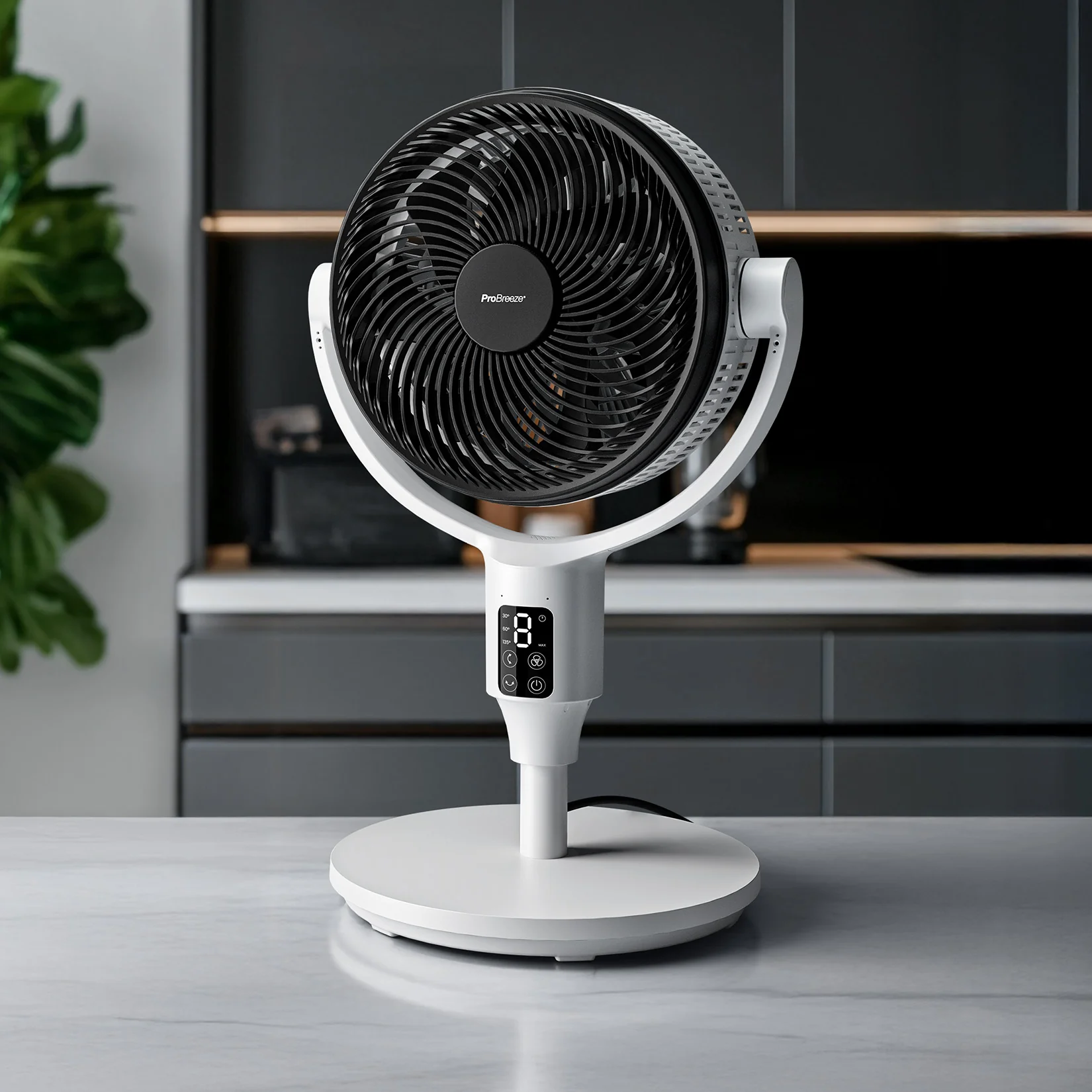 AirFlo Plus™ 44" Smart Hybrid Pedestal Fan - Ultra-Quiet Air Circulator - White/Black - Image 2