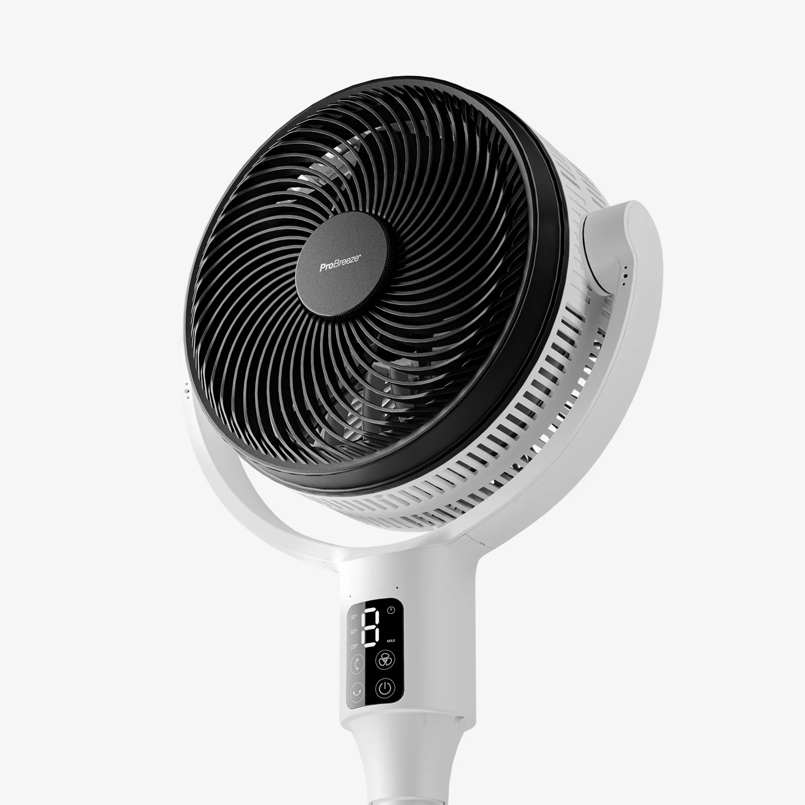 AirFlo Plus™ 44" Smart Hybrid Pedestal Fan - Ultra-Quiet Air Circulator - White/Black - Image 5