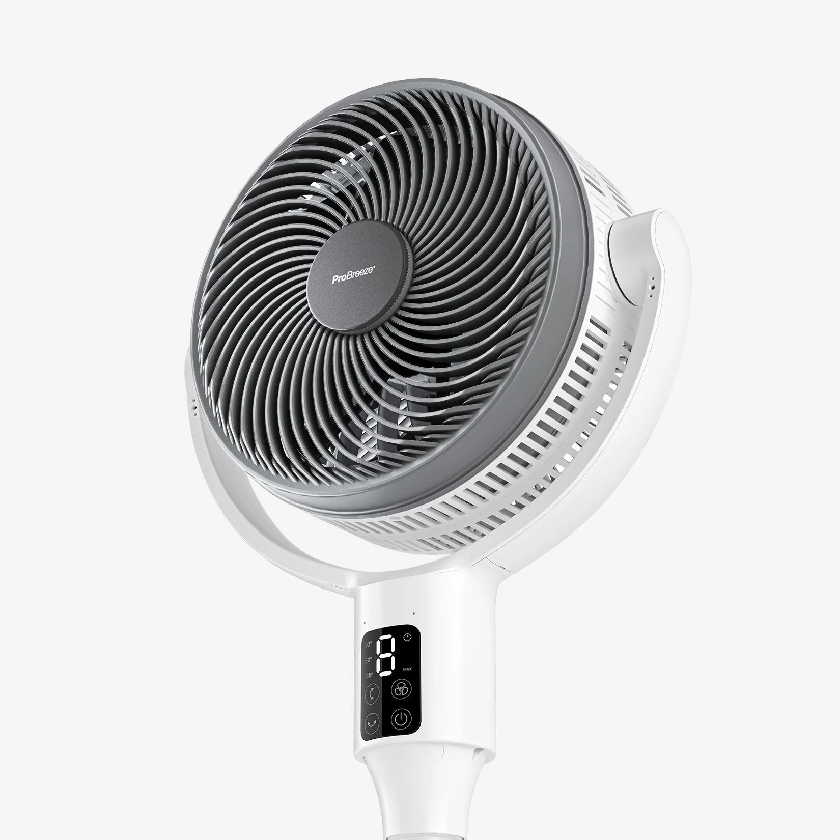 AirFlo Plus™ 44" Smart Hybrid Pedestal Fan - Ultra-Quiet Air Circulator - White/Grey - Image 5