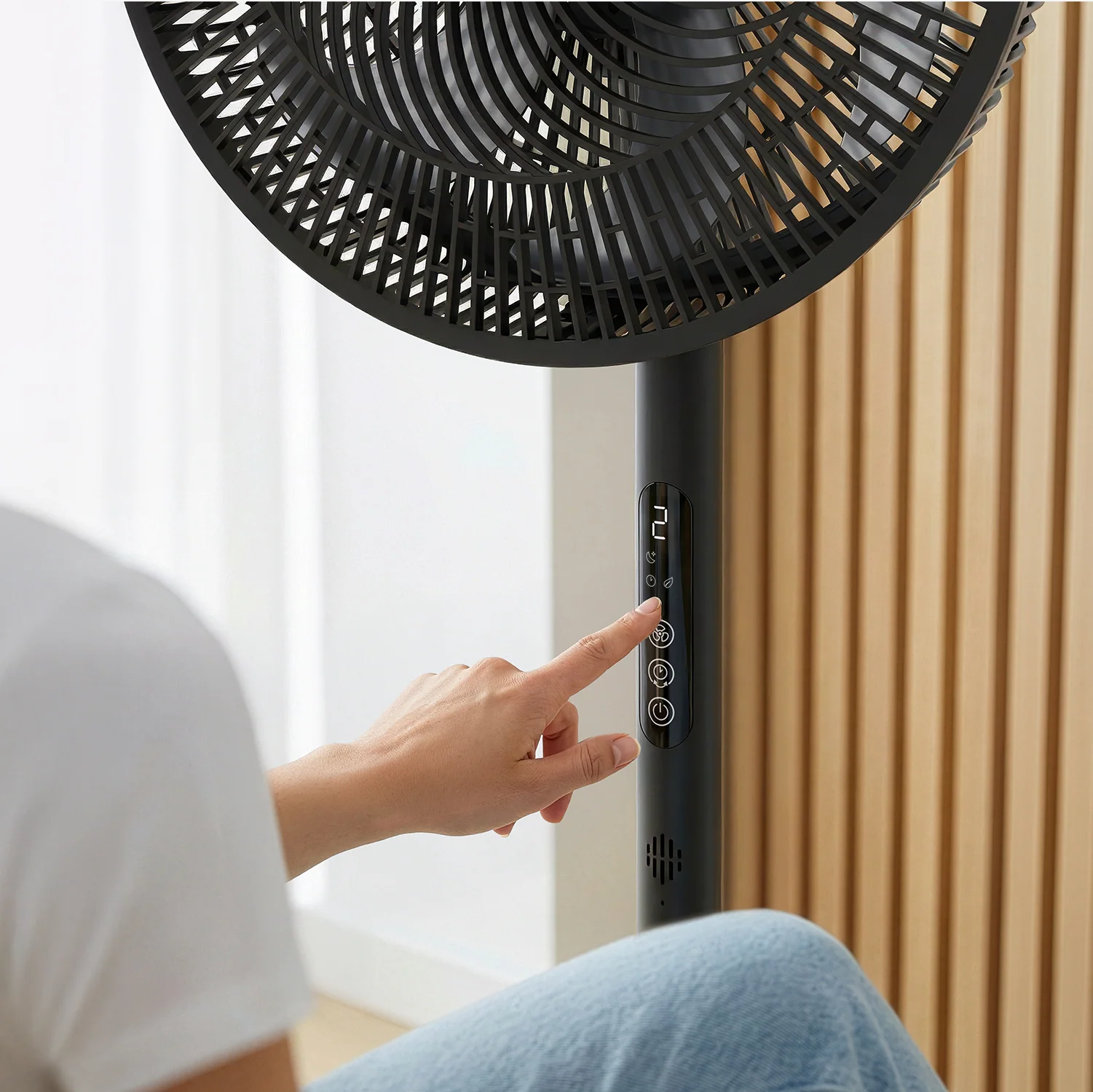 AirFlo™ Slim 43" Hybrid Pedestal Fan - Ultra- Quiet Air Circulator - Black - Image 5