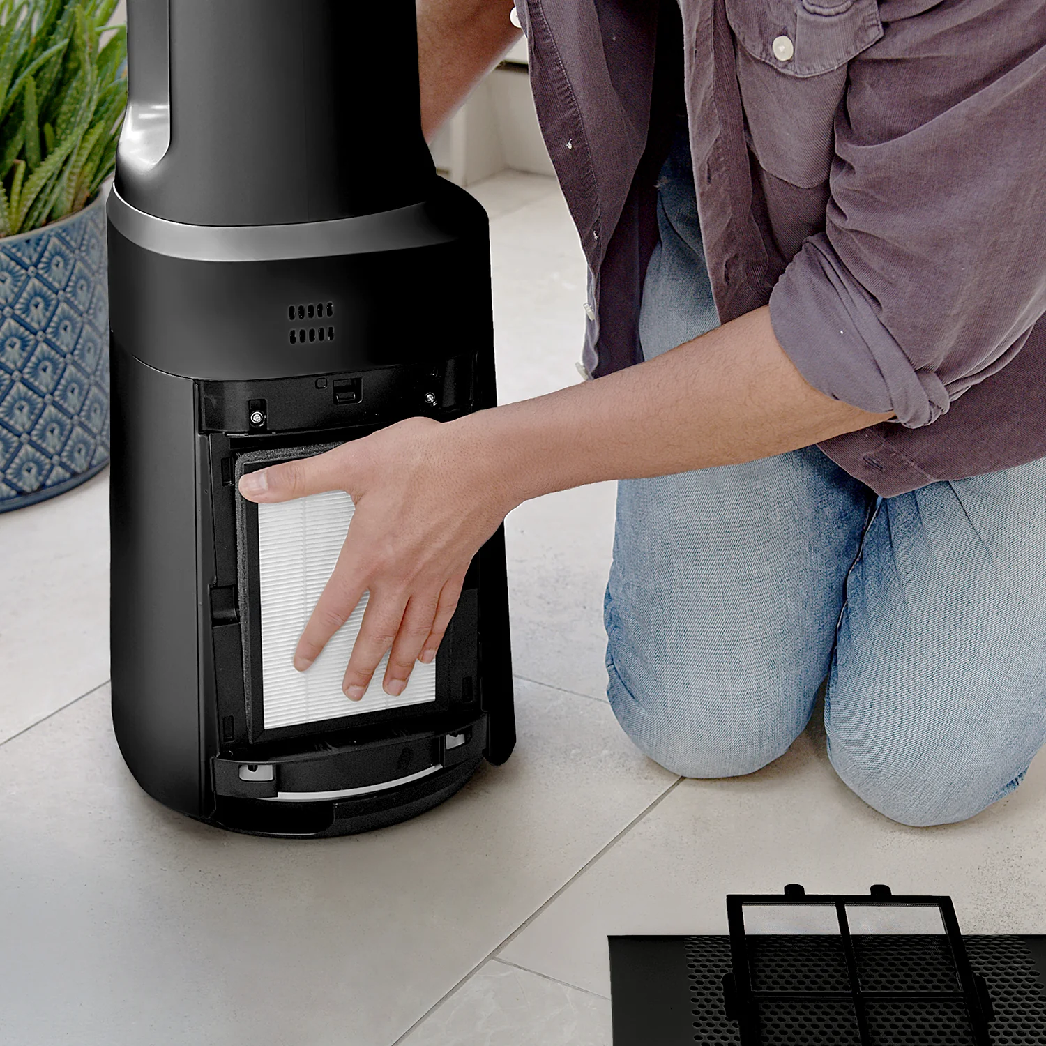 OmniAir 41" Premium Bladeless Tower Fan and Air Purifier with Smart App Control - Black - Image 3