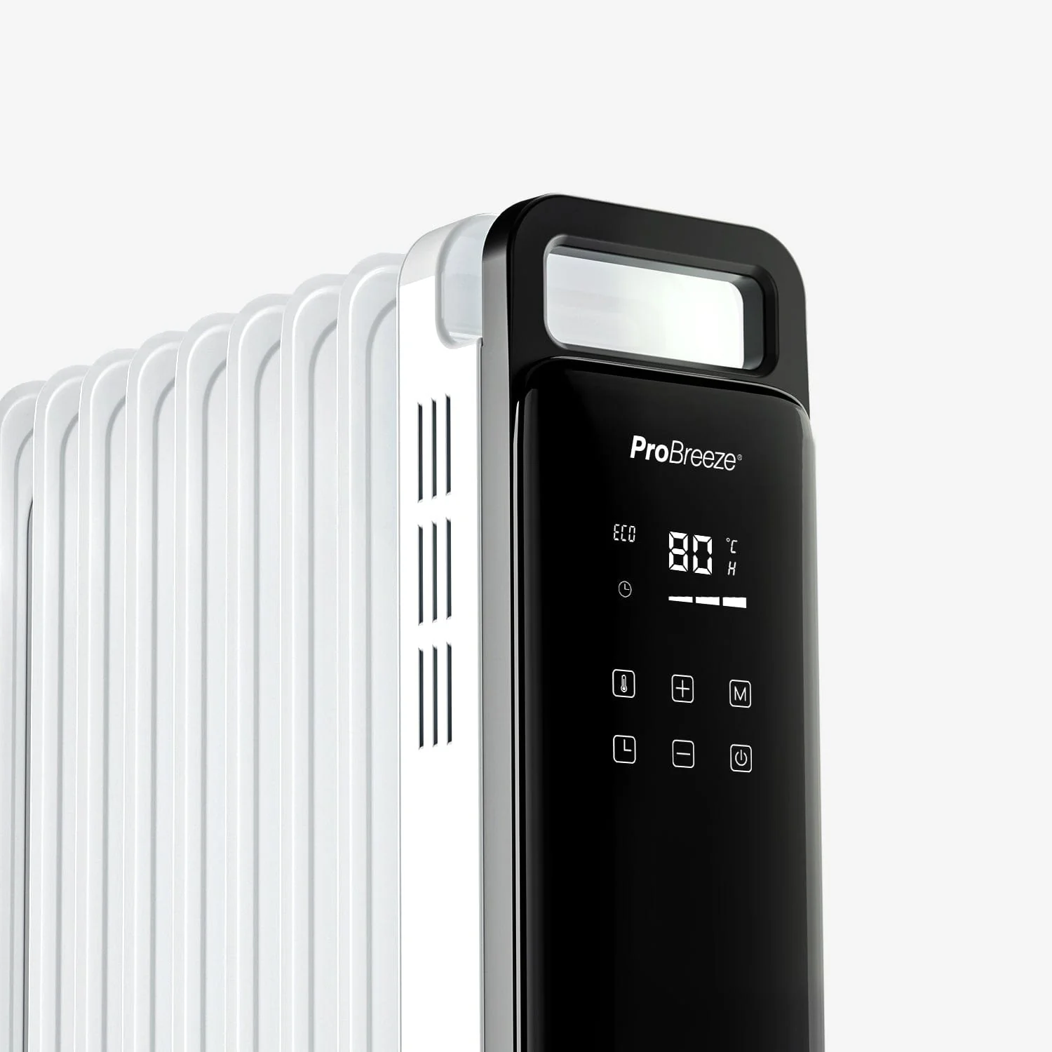 OmniWarm 2500W Oil Filled 11 Fins Eco Radiator Heater With Digital Display - White - Image 5