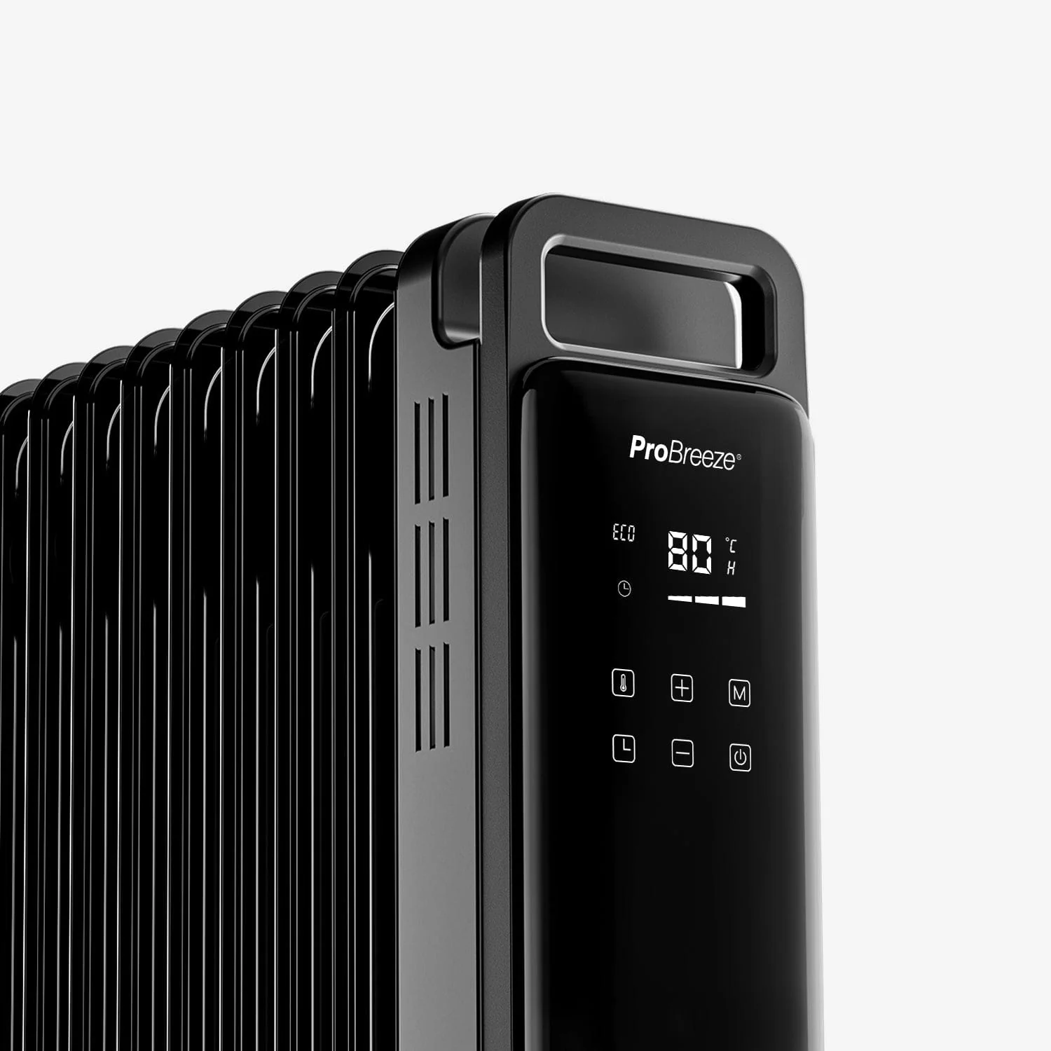 OmniWarm 2500W Oil Filled 11 Fins Eco Radiator Heater With Digital Display - Black - Image 5