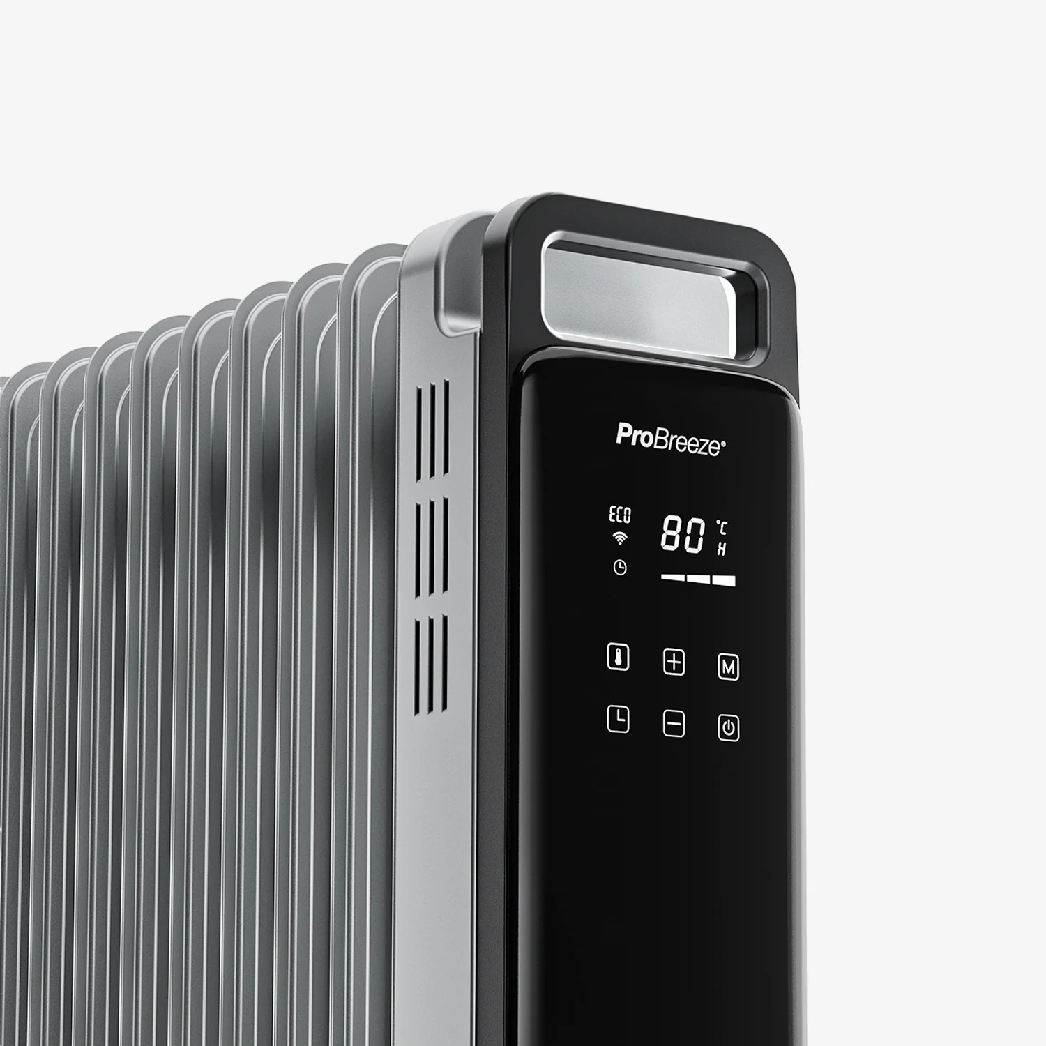 OmniWarm 2500W Oil Filled 11 Fins Eco Radiator Heater With Digital Display and Smart App Control - Silver - Image 7