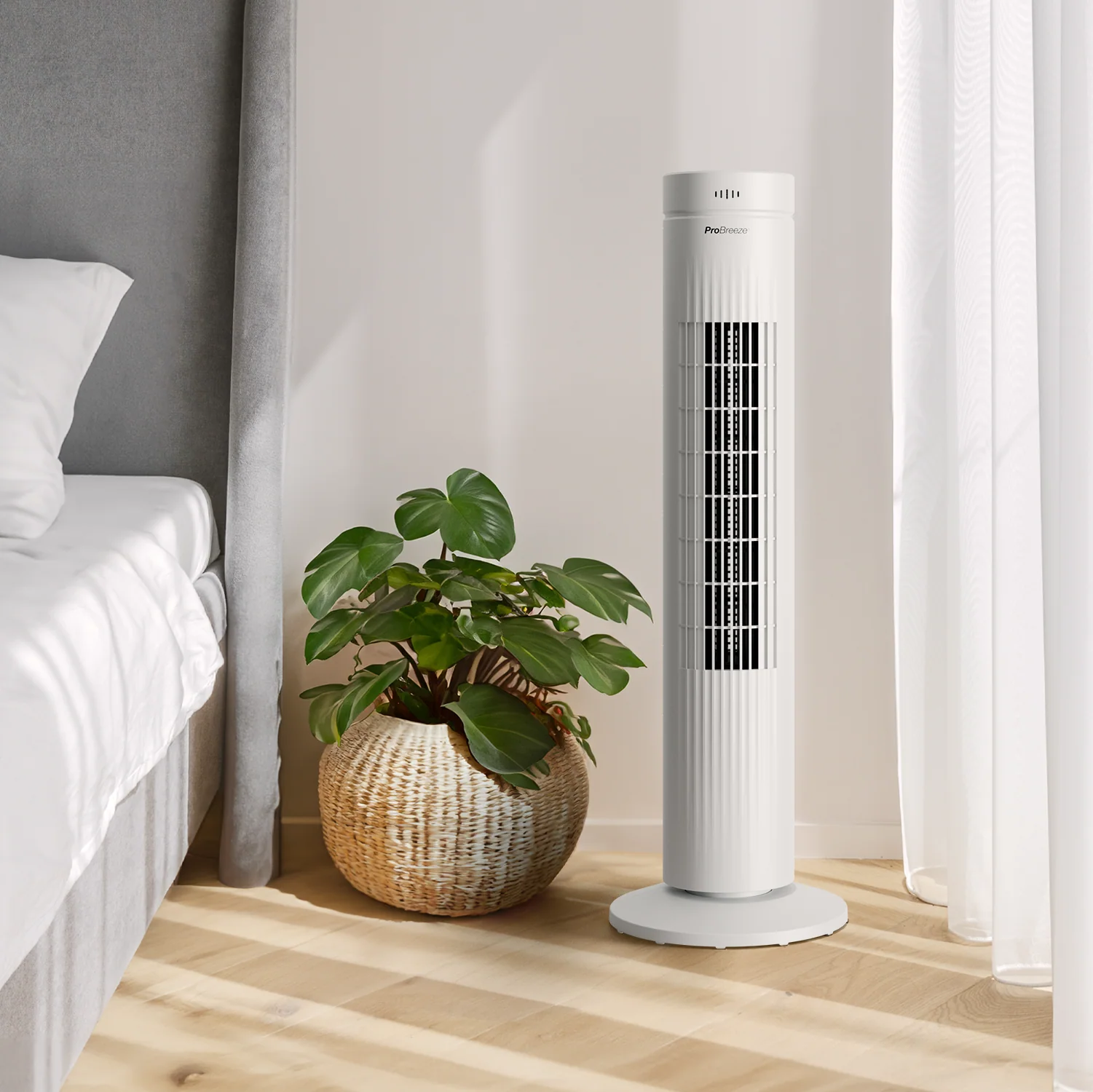 30" Oscillating Tower Fan with Touch Panel - White - Image 3